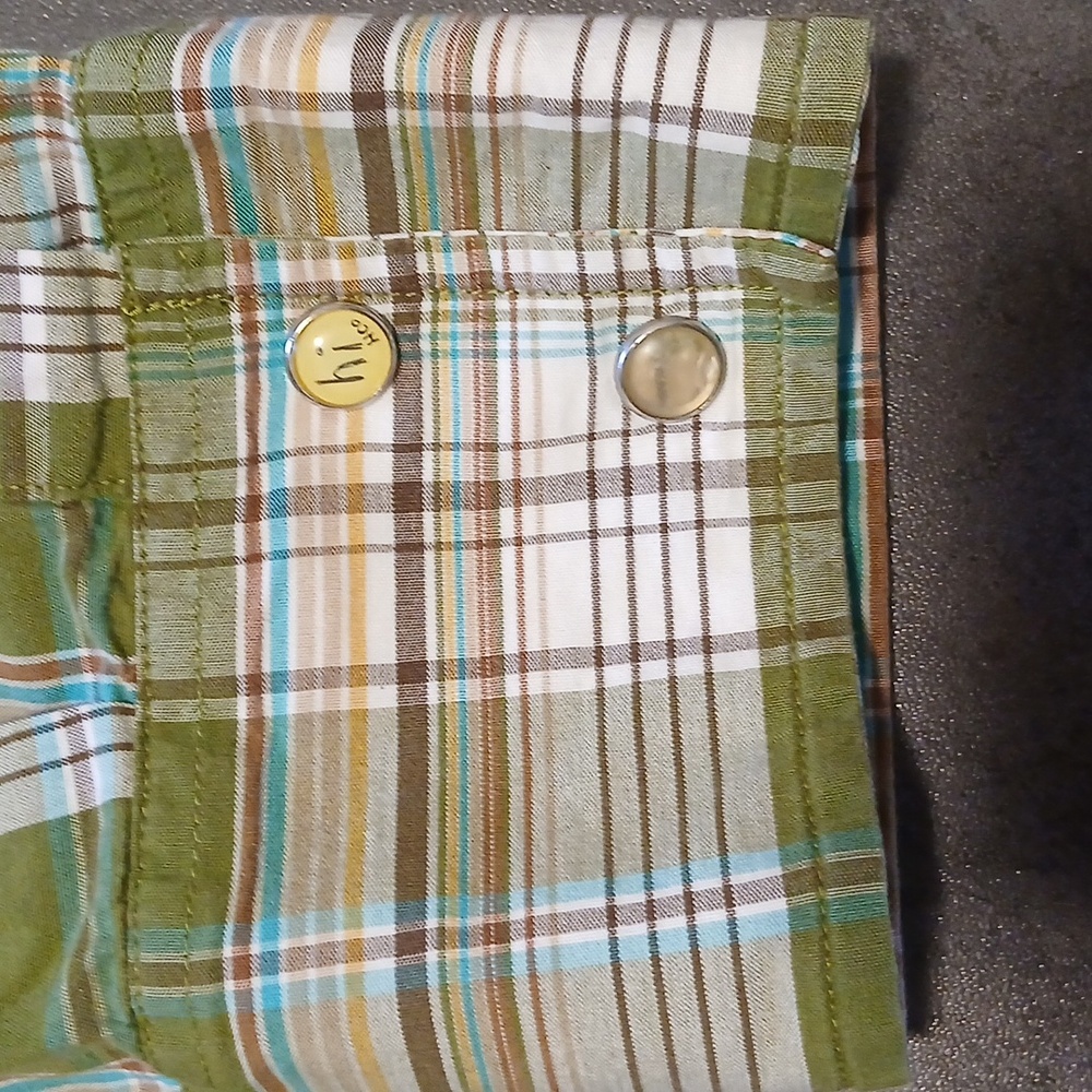 Hollister Olive Plaid Casual women's XL Snap Button Long Sleeve Shirt. - Picture 2 of 4